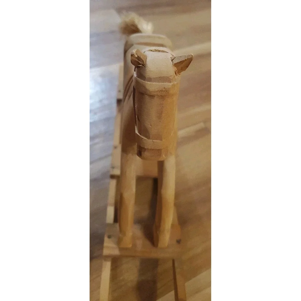 Vintage Handmade Wood Table Rocking Horse 10